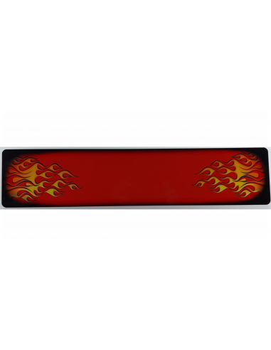 Nummerplade med flammer, sort, rød eller blå - 520 x 115mm - Folieprint