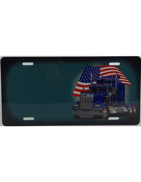Skilt med Skilt med Truck og den amerikanske flag