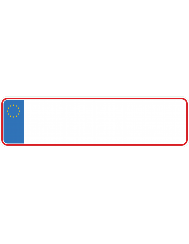 Navneplade med blåt felt til fødselsdato og EU flag 260 x 70 mm - Folieprint