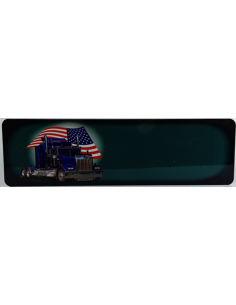 Navneplade-Design, her kan du designe et navneskilt til barnevogn eller et dørskilt med Truck og Amerikansk Flag