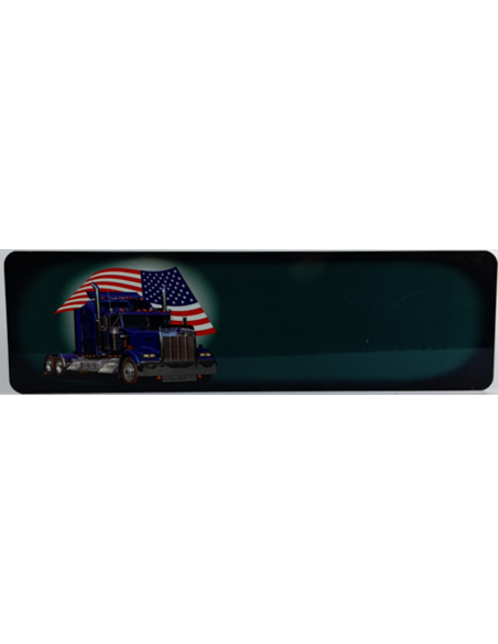 Navneplade-Design, her kan du designe et navneskilt til barnevogn eller et dørskilt med Truck og Amerikansk Flag