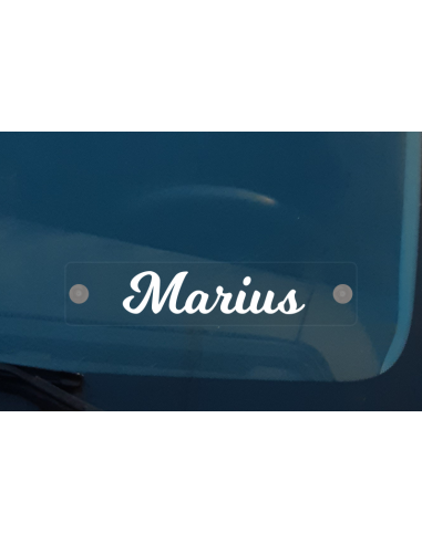 Klar akryl plade med sugekopper og egen tekst