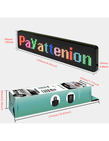 Lille LED skilt med variabel tekst til bil