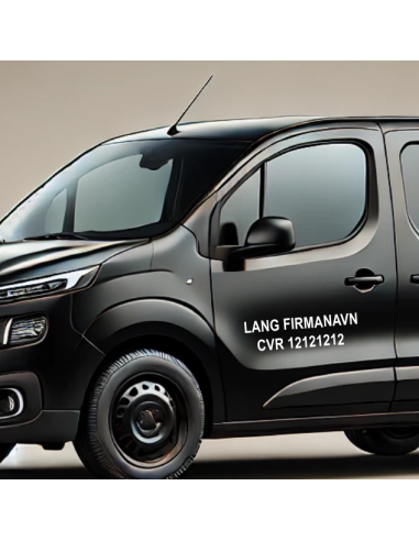 Cvr nummer og firmanavn til varevogn. Lovpligtig.