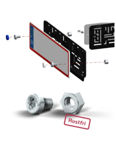 Tyverisikring af nummerpladerammer lavet af ABS plast og PP plast