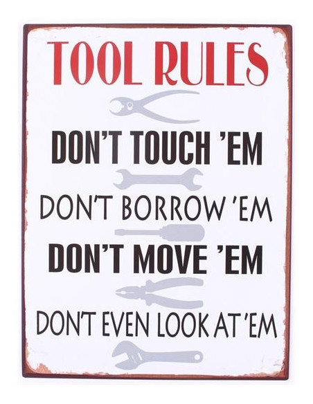 Skilte i Retrolook sjovt, Tool rules