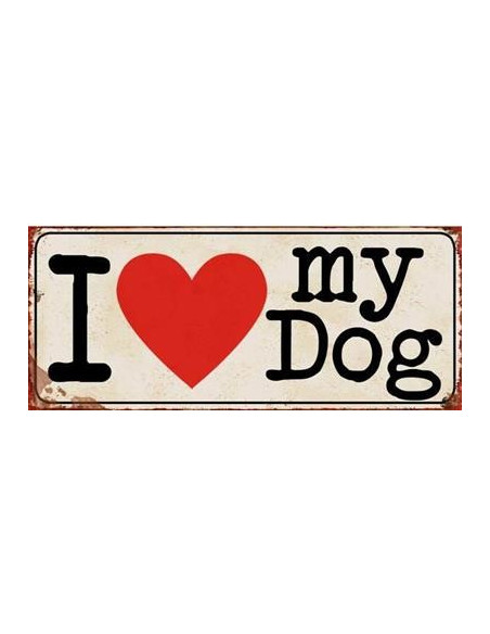 Skilte i Retrolook sjovt, Love my dog